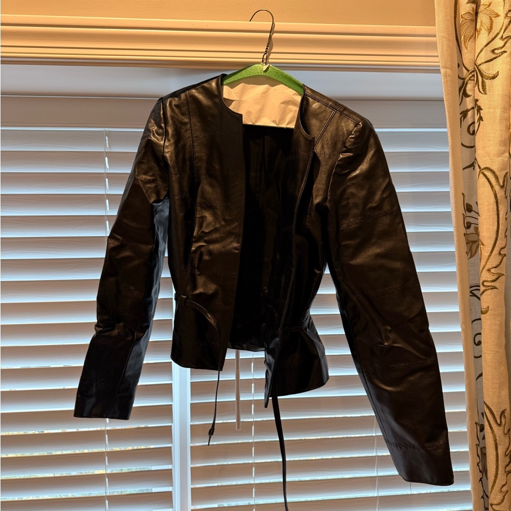 David Meister Black Leather Jacket